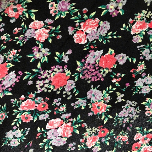 Black multicolor pink Floral pleated midi skirt - Picture 7 of 10